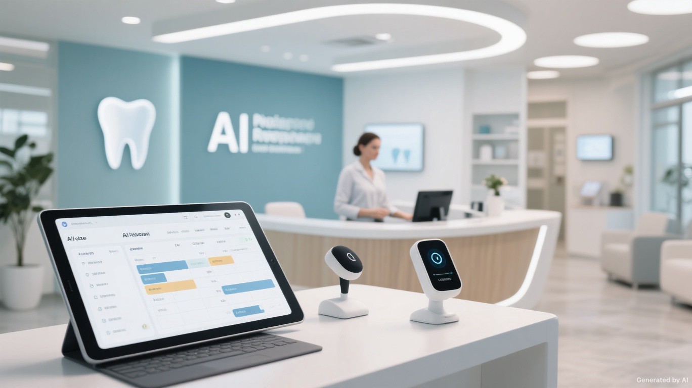 Dental clinic reception visual for AI receptionist use case